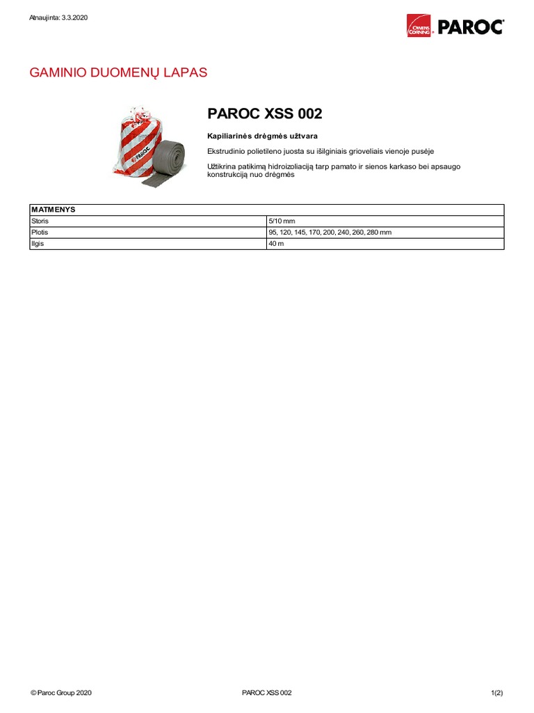 PAROC XSS 002 LT LT | PDF