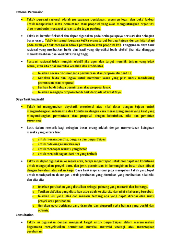 Taktik Persuasi Rasional dalam Organisasi | PDF