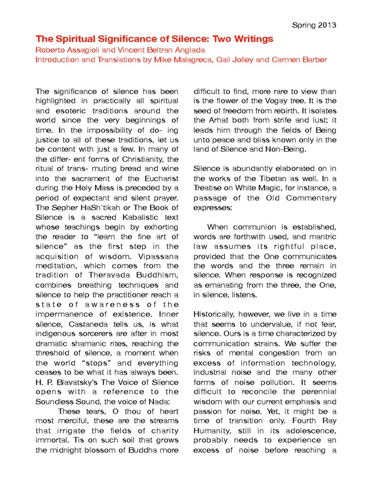 The spiritual significance of silence pdf silence mind
