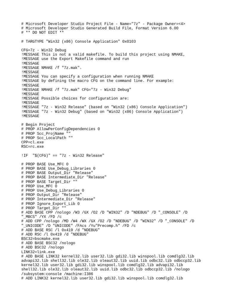 Developer Studio Project Config | PDF | Software | Computer Architecture