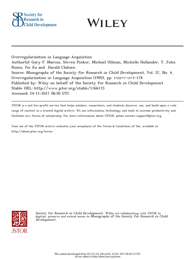Overregularization in Child Language | PDF | Language Acquisition ...