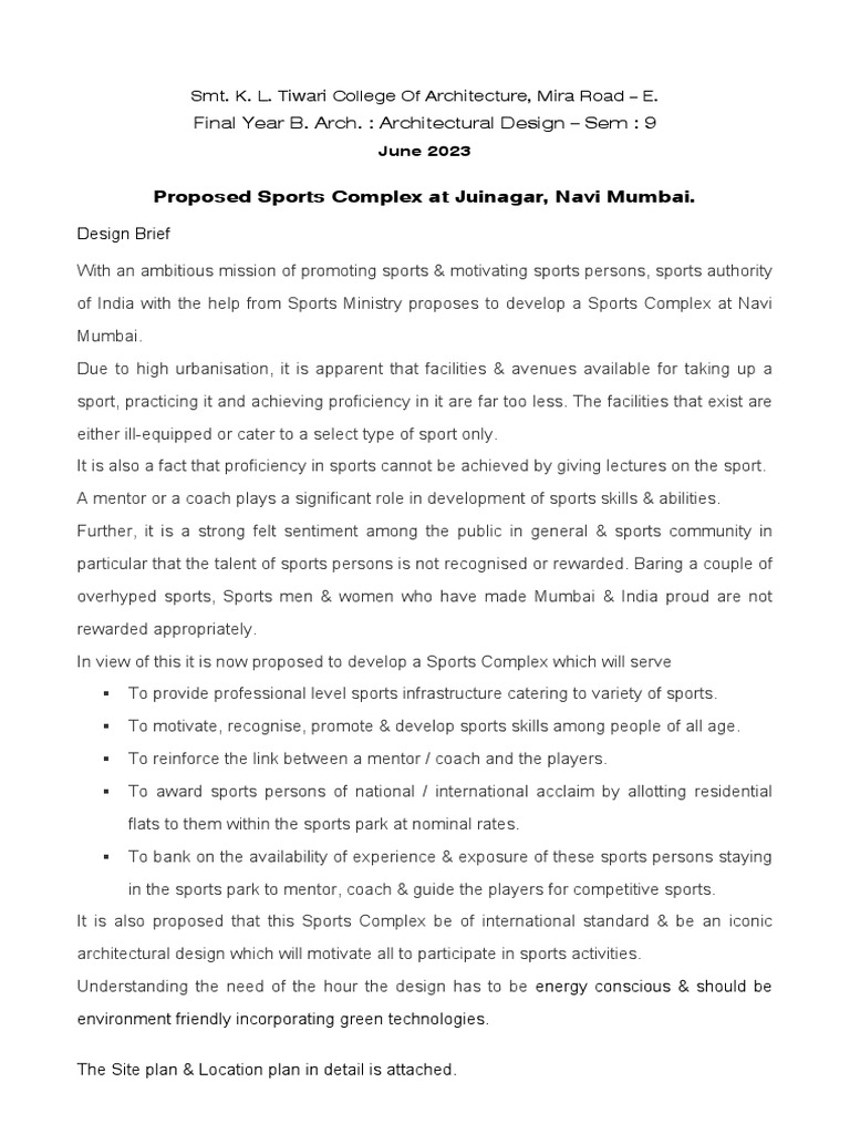 Proposed Sports Complex Design Plan | PDF | Stairs | Sanitation