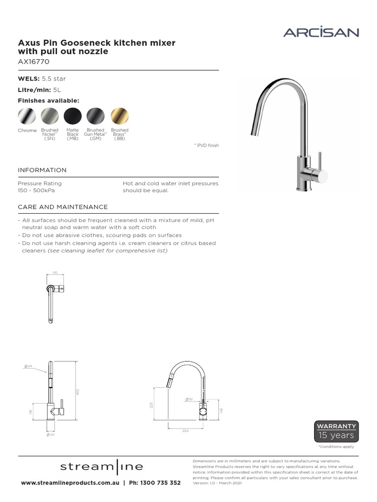 Axus Pin Gooseneck Mixer Specs | PDF