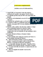 Hoja de Lectura Complementaria - 25 Curiosidades Acerca de Latinoamérica.