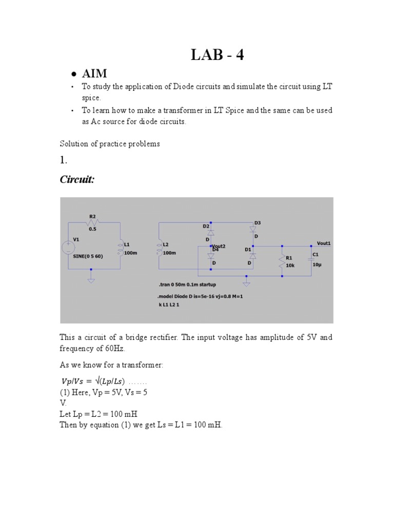 ECAD Lab4 Download Free PDF Electrical Network Diode
