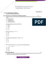 Maharashtra Board Class 9 Maths Sample Paper Part 1 Questions