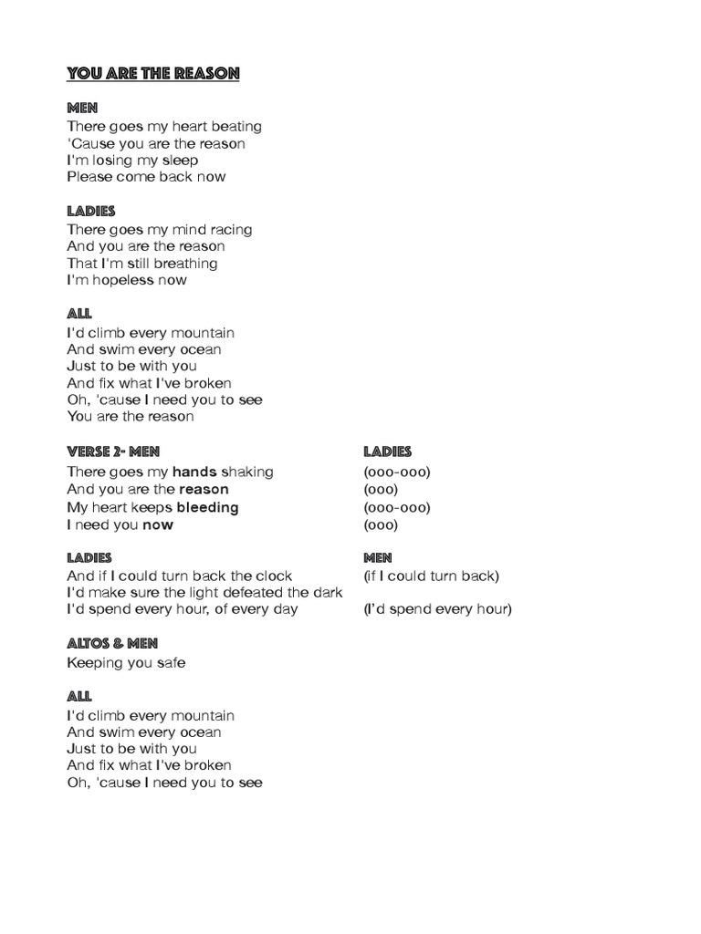 Callum Scott You Are The Reason Lyrics