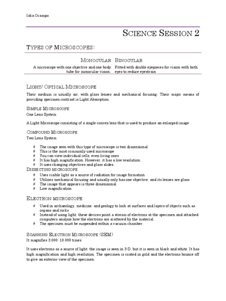 Types of Microscopes Explained | PDF | Microscope | Macromolecules