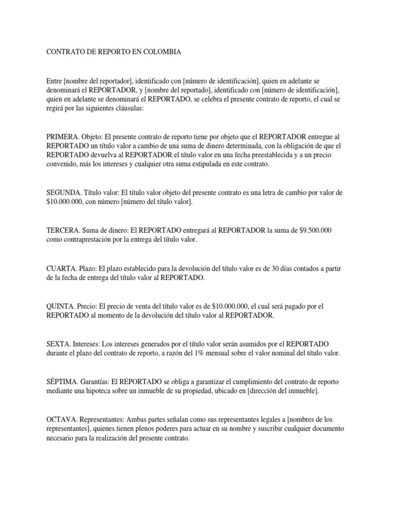 Minuta Contrato de Reporto | PDF