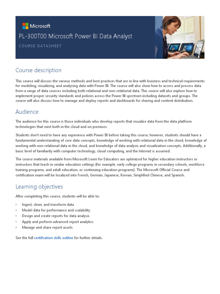 PL 300T00A ENU CourseDatasheet | PDF | Data | Data Analysis