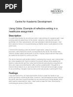 Using Gibbs Example of Reflective Writing in A Healthcare Assignment