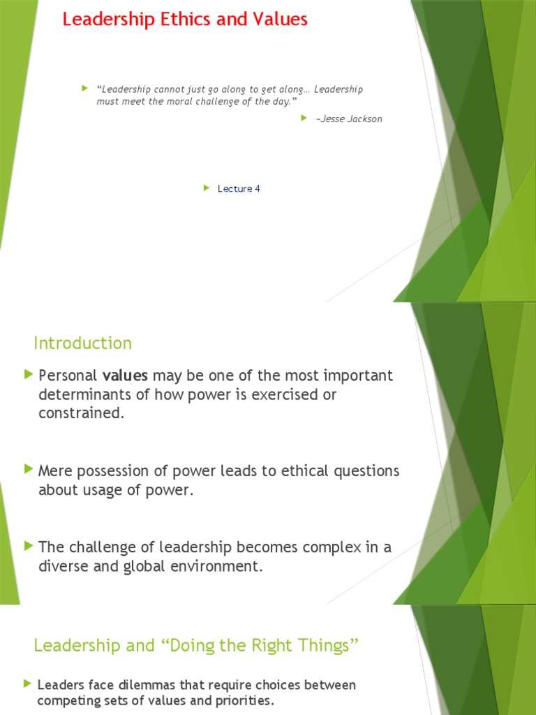 4.leadership - Ethics and Values (ISu) | PDF | Leadership | Morality