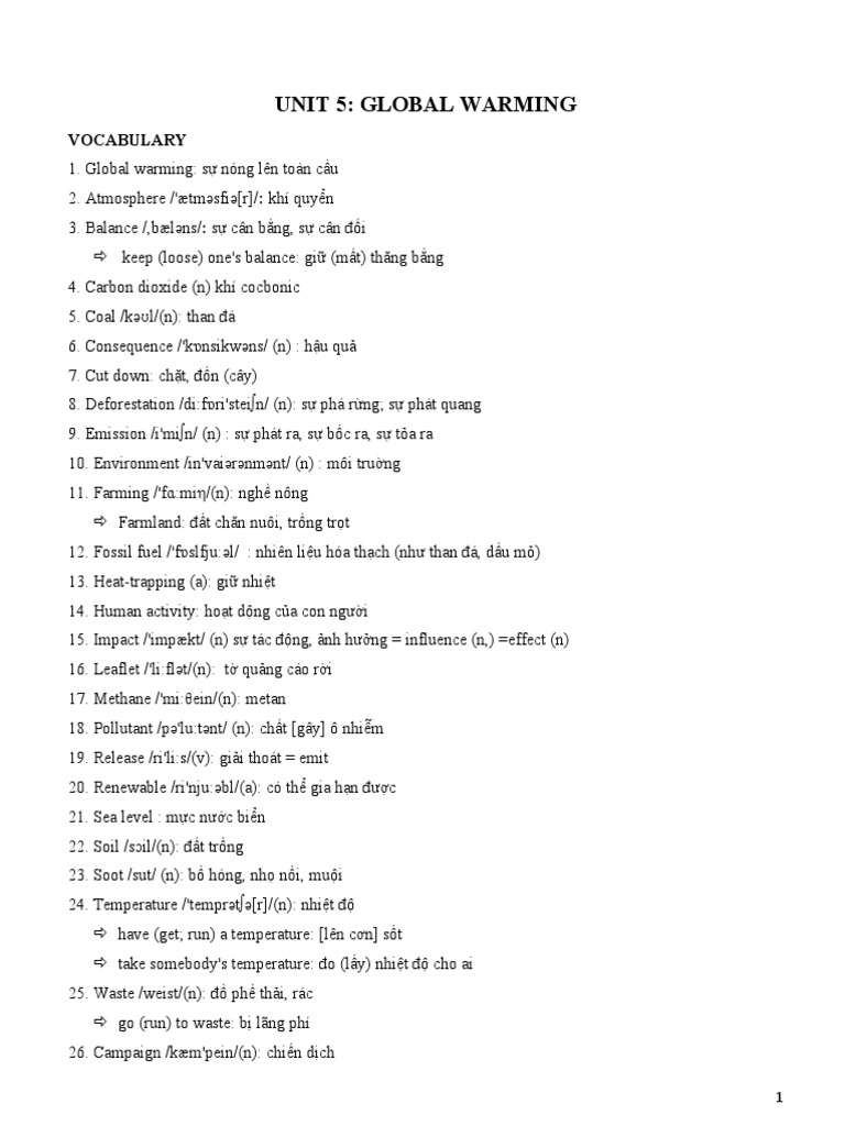 UNIT 5 - Bản HS | PDF