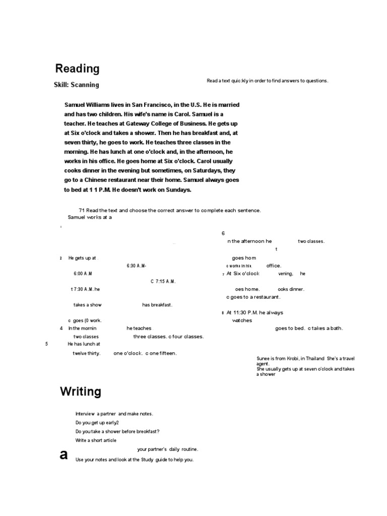 Daily Routine in Third Person | PDF | Meal | Eating Behaviors Of Humans