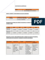 Monto y Oportunidad de Pago de La Matricula