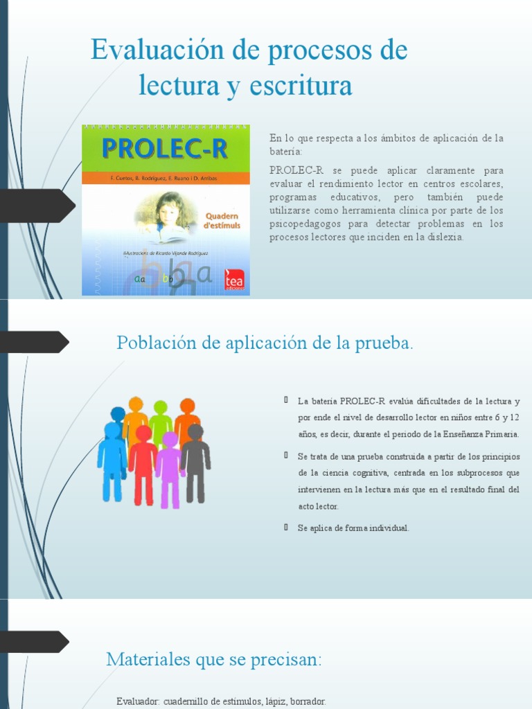 Evaluación PROLEC-R de lectura y escritura | PDF | Sílaba | Comprensión ...