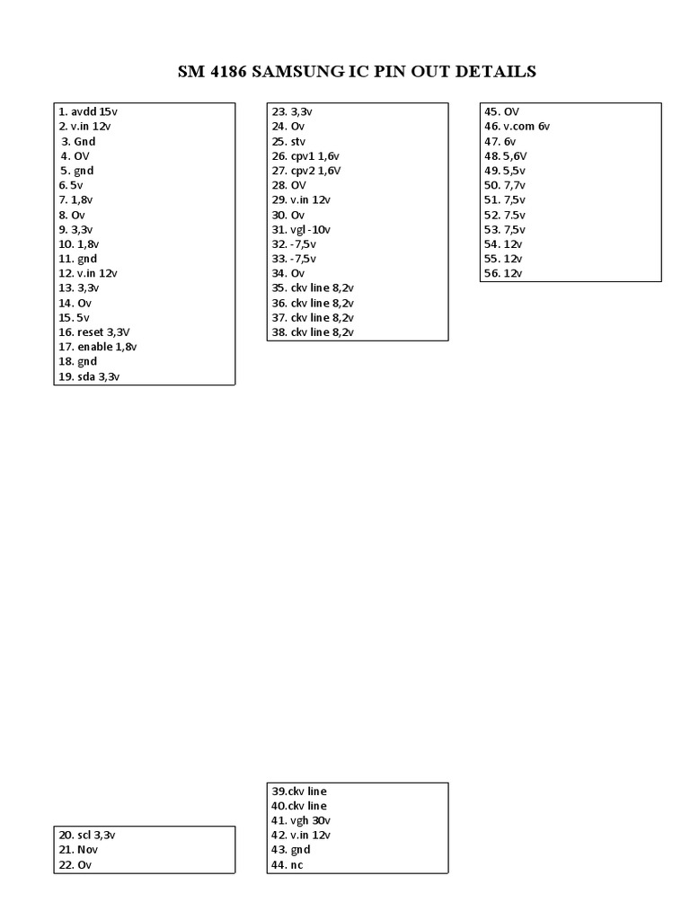 SM 4186 Samsung Ic Pin Out Details | PDF