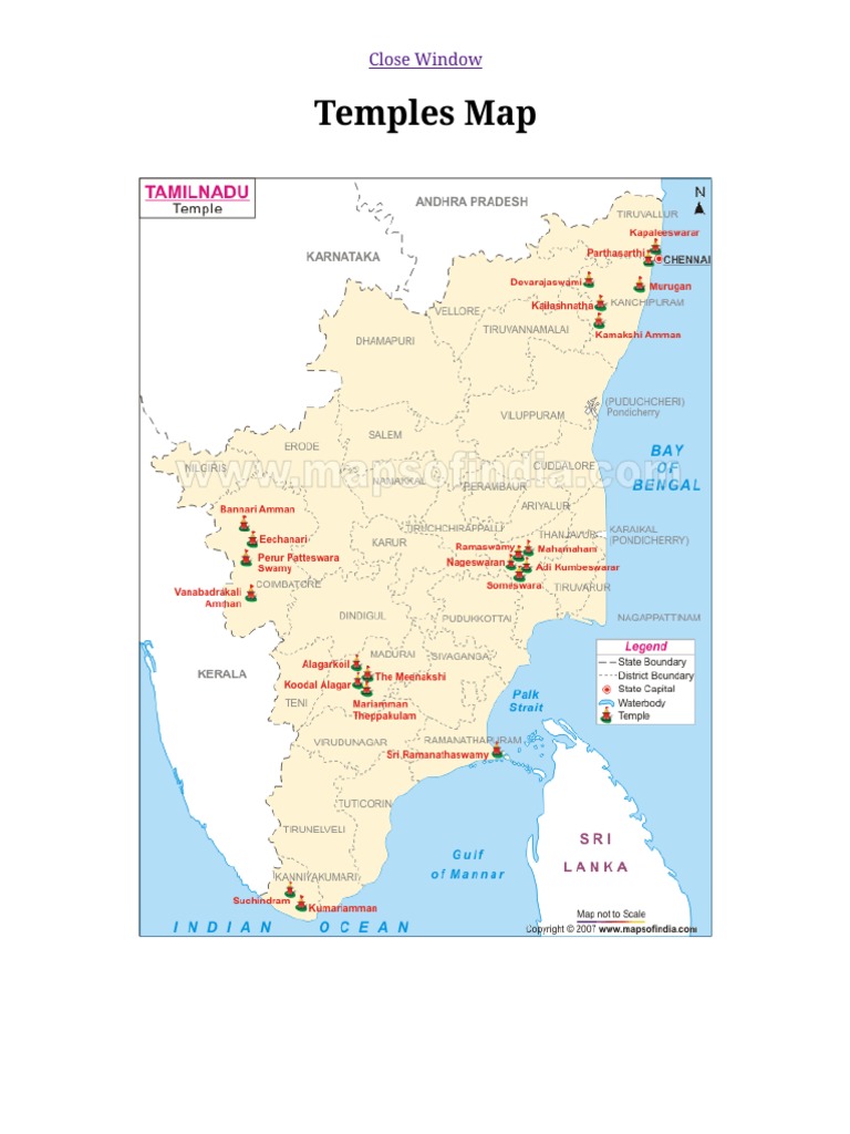 Tamilnadu Tourist Places Map | PDF