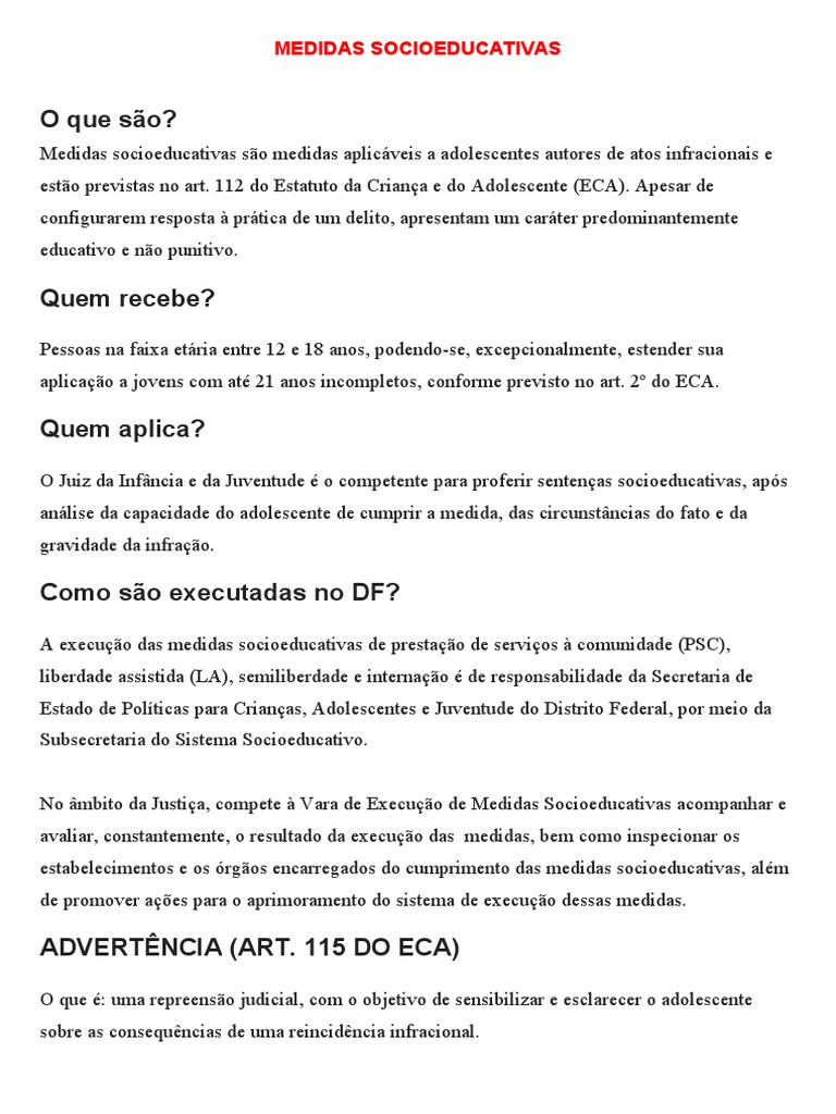 Medidas Socioeducativas | PDF