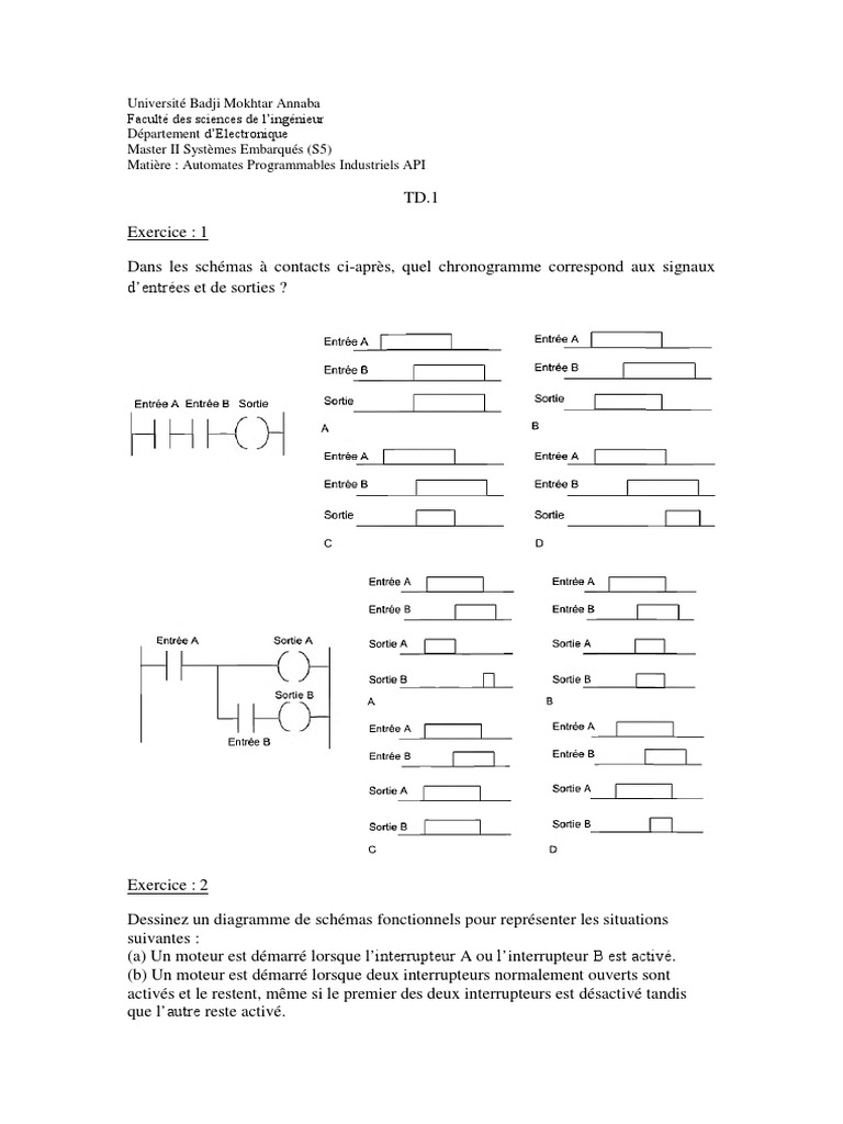 Exercices sur Automates Programmables API | PDF | Ordinateurs
