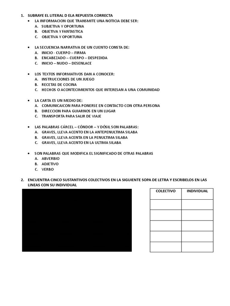 Ejercicios de Lengua y Comunicación | PDF