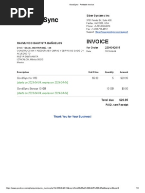 GoodSync - Printable Invoice