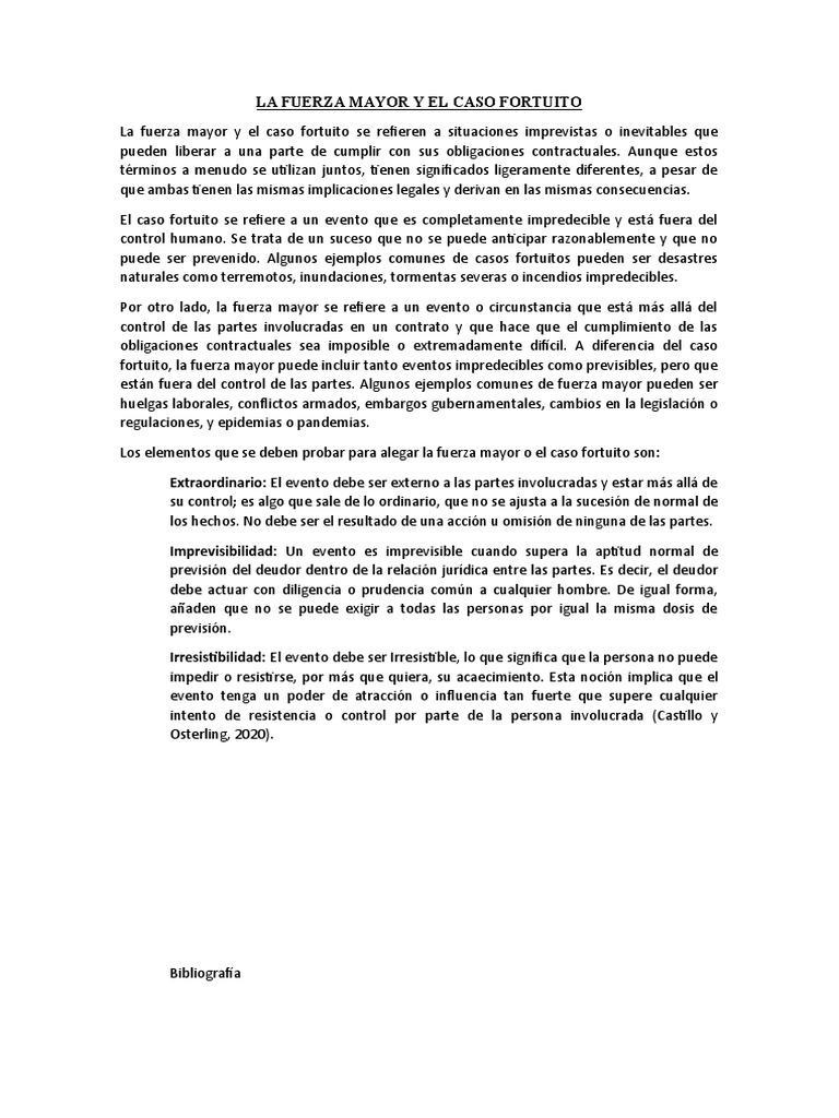 Diferencias entre fuerza mayor y caso fortuito | PDF | Justicia ...