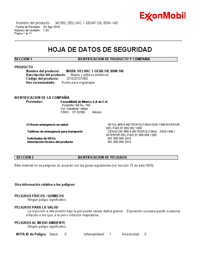 Msds Gear Oil 80w140 PDF