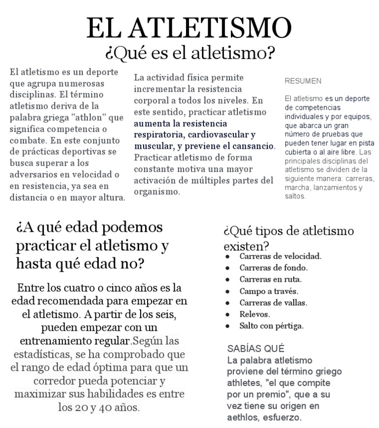 El Atletismo | PDF | Deporte del atletismo | Deportes