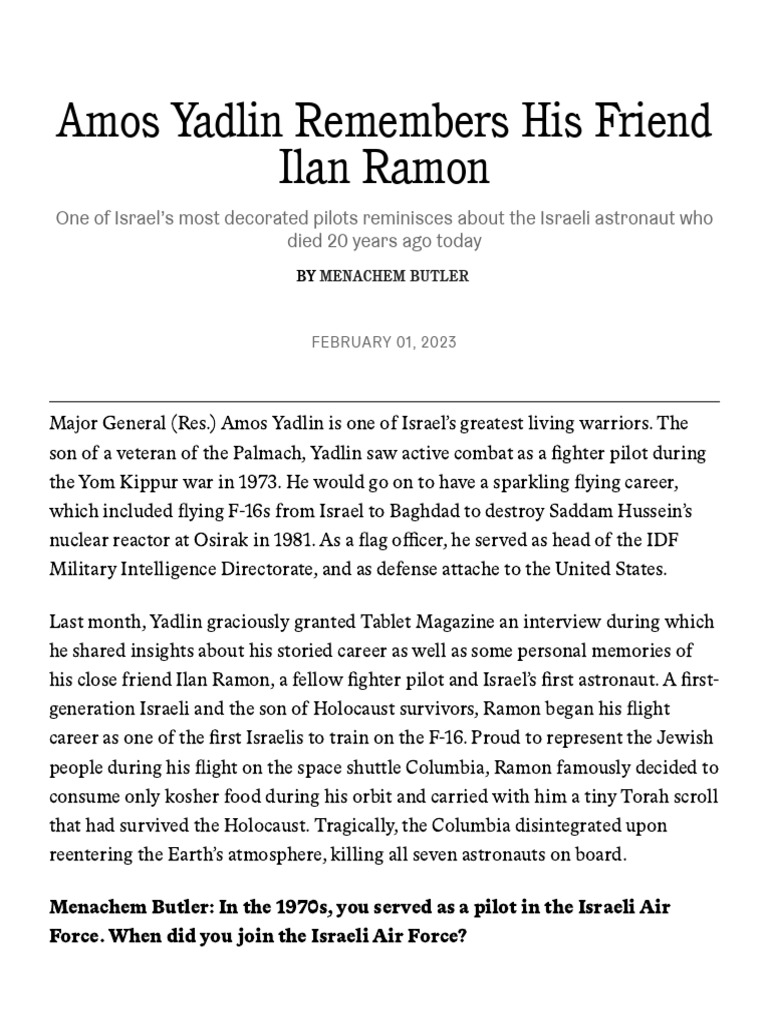 Amos Yadlin Remembers Ilan Ramon | PDF | Aerial Refueling | Aviation