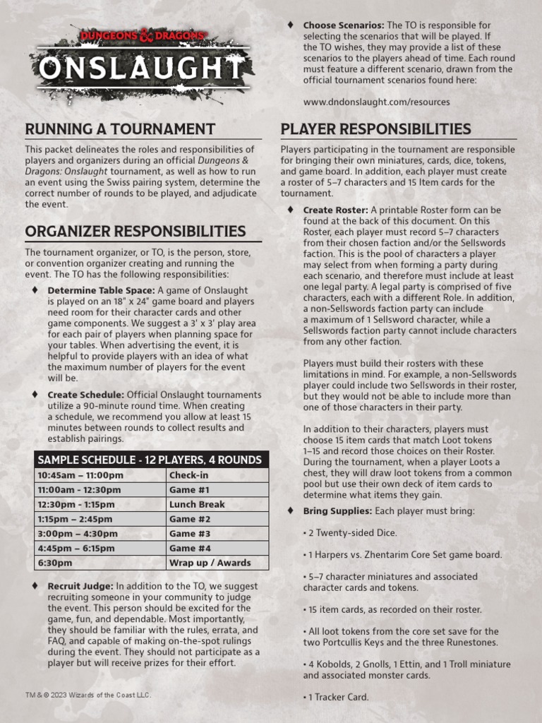 Onslaught Tournament Rules PDF Entertainment Gaming