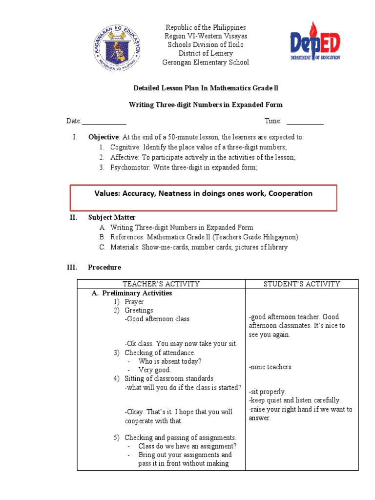 Detailed Lesson Plan in Mathematics Grade 2 | PDF | Teachers | Lesson Plan