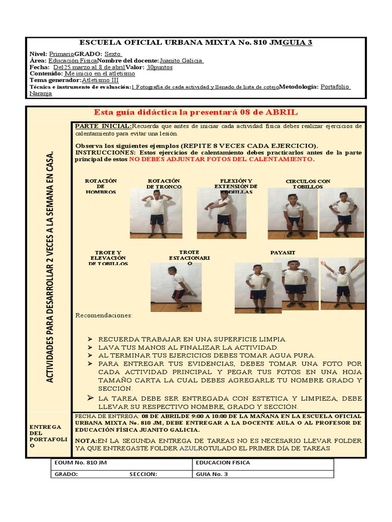 Guía de Atletismo para Sexto Grado | PDF | Deporte del atletismo