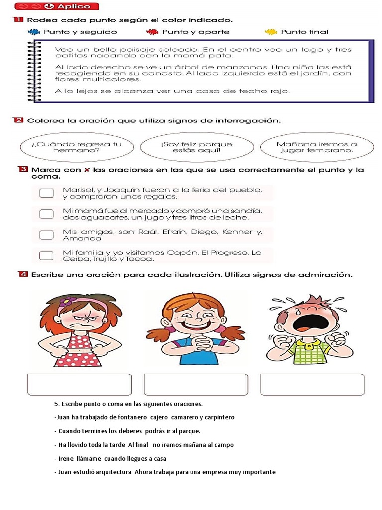 Hoja De Trabajo Para Practicar El Punto Y Coma Y Los Dos Puntos Hojas