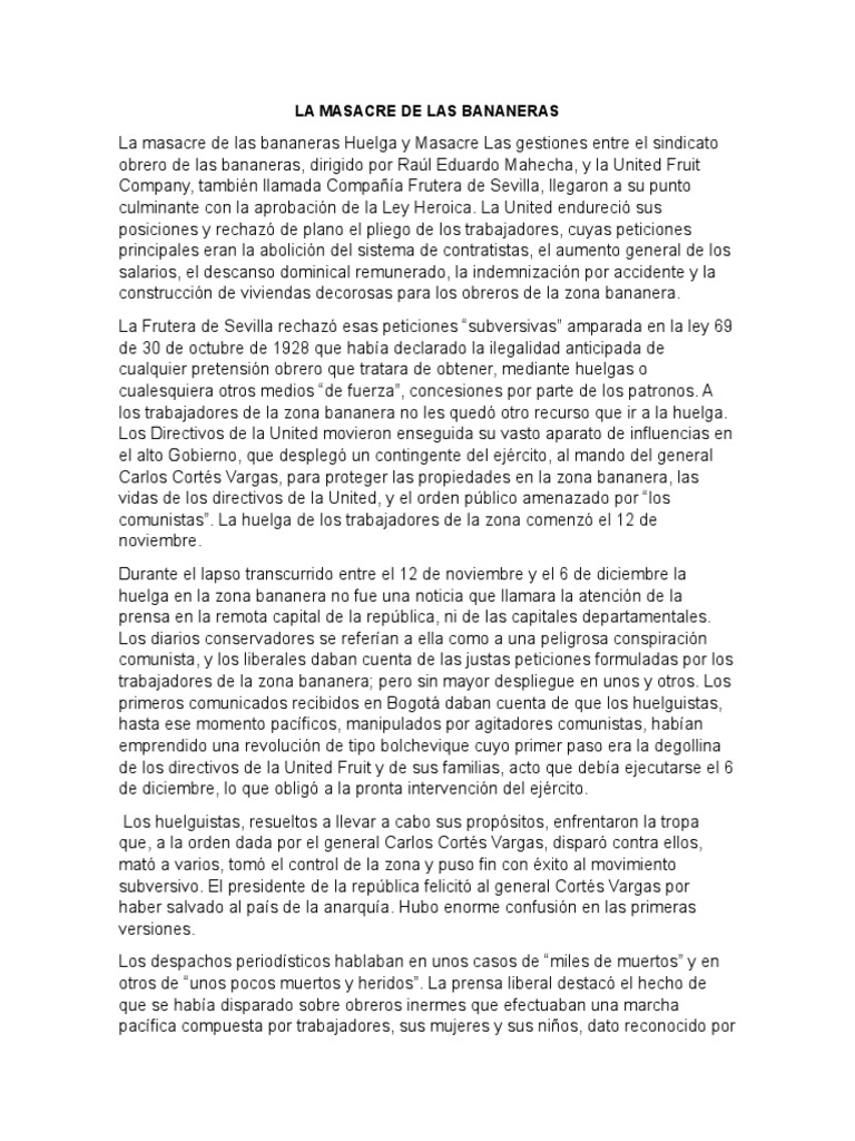 La Masacre de Las Bananeras | PDF