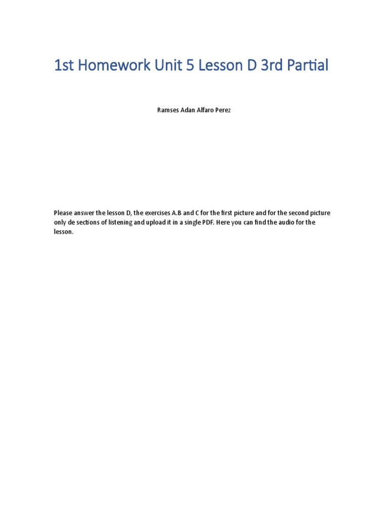 1st Homework Unit 5 Lesson D 3rd Partial | PDF