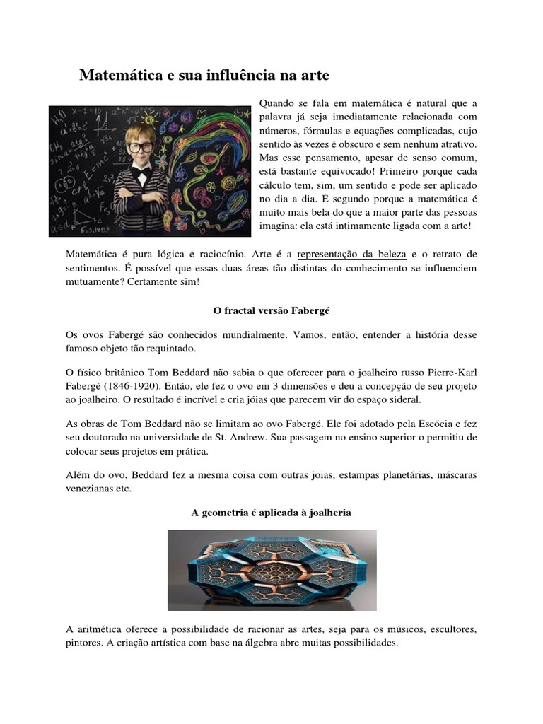 Matemática na Arte: Fractais e Geometria | PDF | Matemática | Geometria