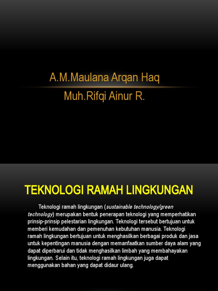 Ppt. Ipa. Teknologi Ramah Lingkungan | PDF