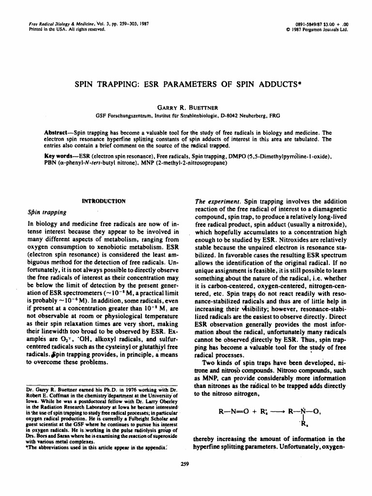 1987-spin-trapping-esr-parameters-of-spin-adducts-pdf-electron