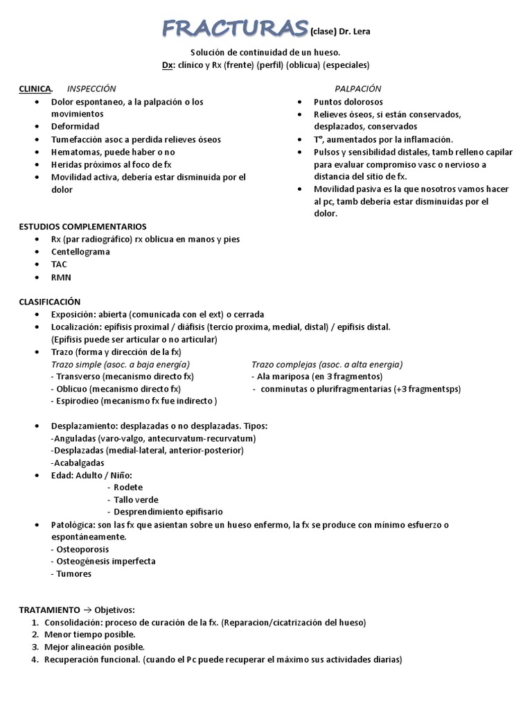 Guía Completa sobre Fracturas y Tratamientos | PDF