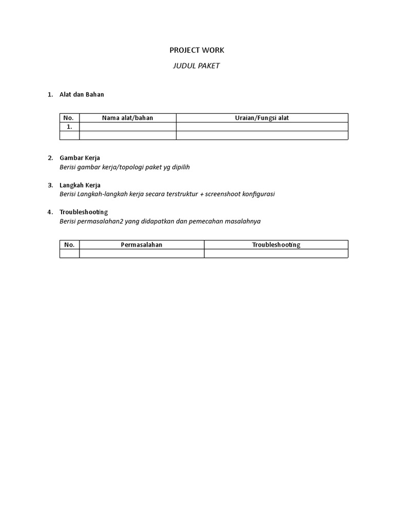 Format Project Work TKJ | PDF | Komputer