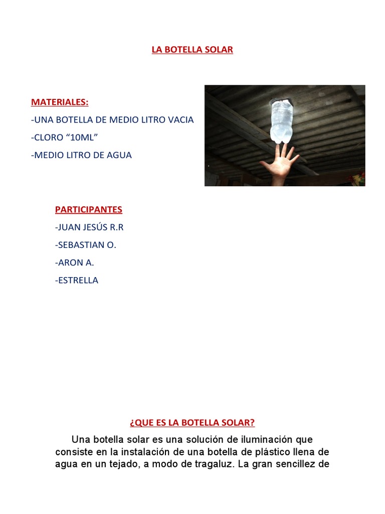 Proyecto de La Botella Solar | PDF