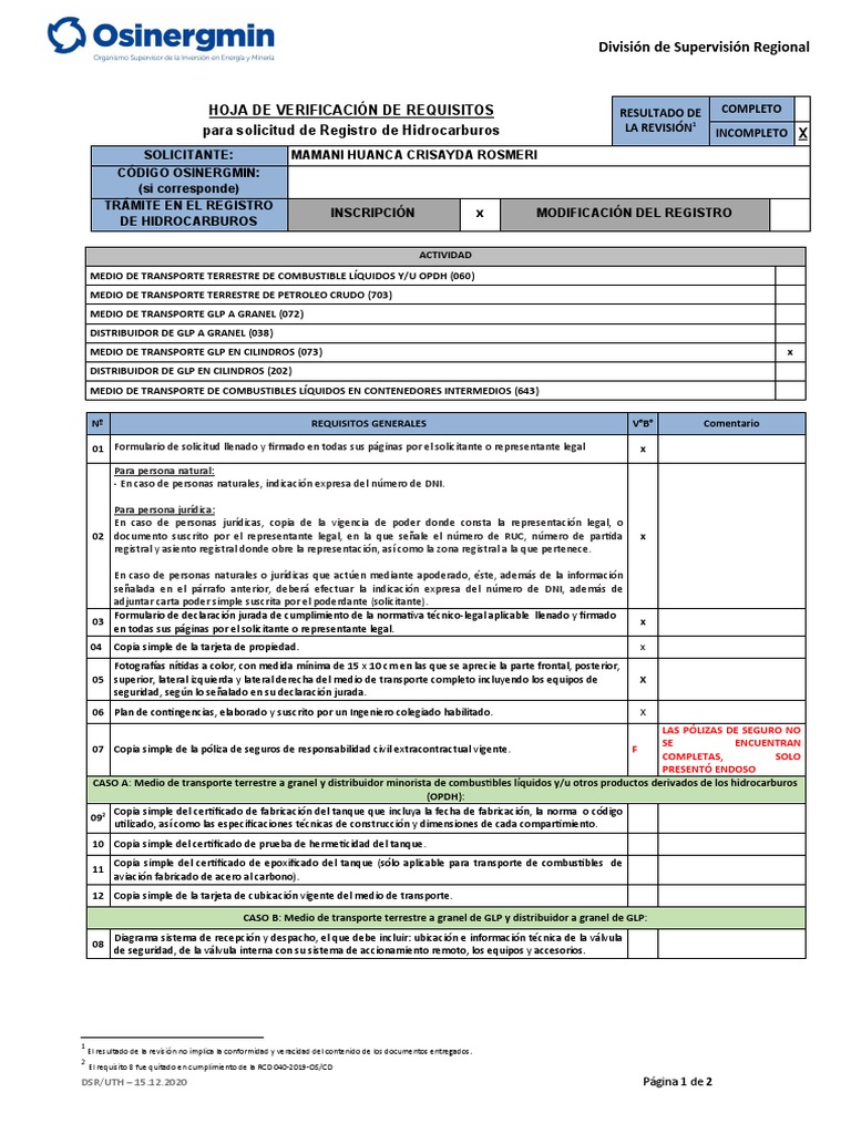 Check List Incompleto - 202300190312 | PDF