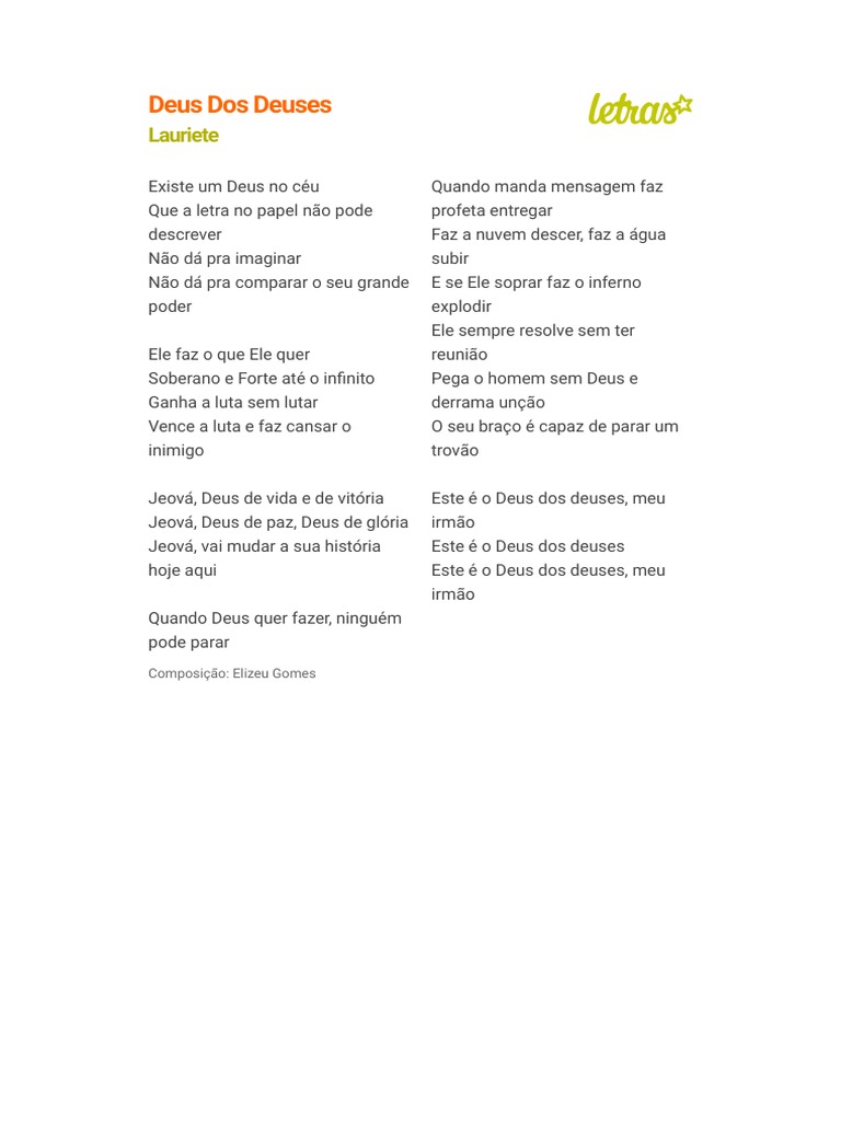 Deus Dos Deuses Lauriete (Impressão) PDF