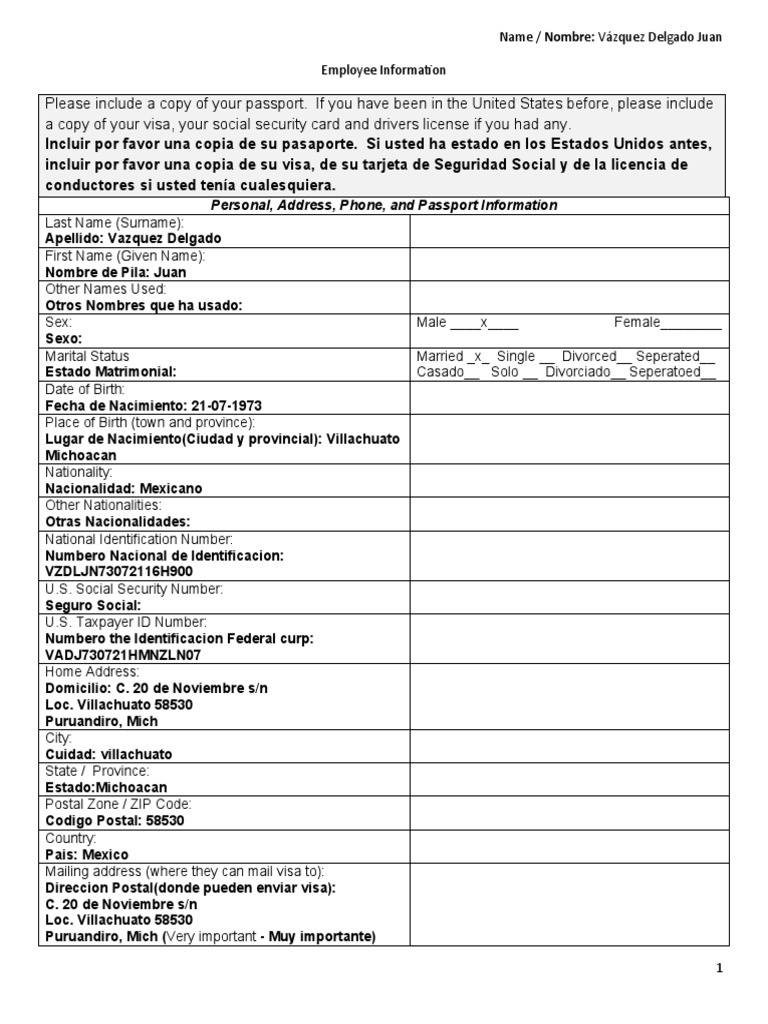 Información Personal de Juan Vázquez | PDF | Crímenes | Crimen y violencia