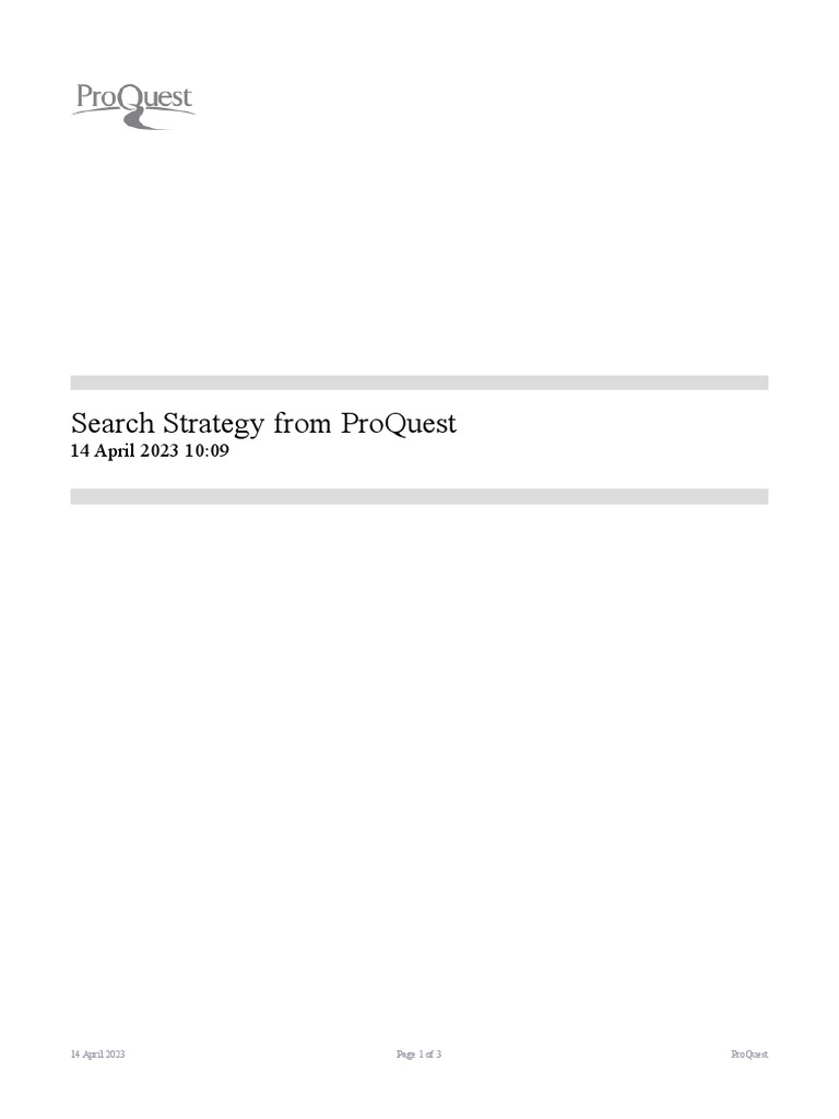 Pro Quest Search Strategy PDF