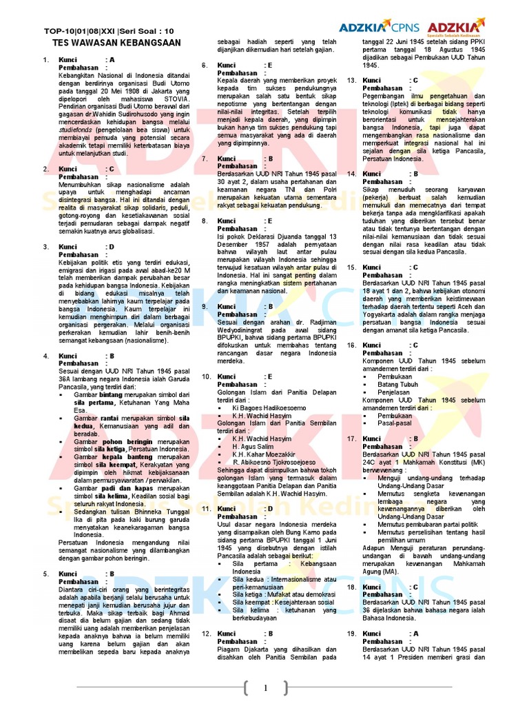 Kunci pembahasan try out skd cpns 1 agustus 2021 pdf