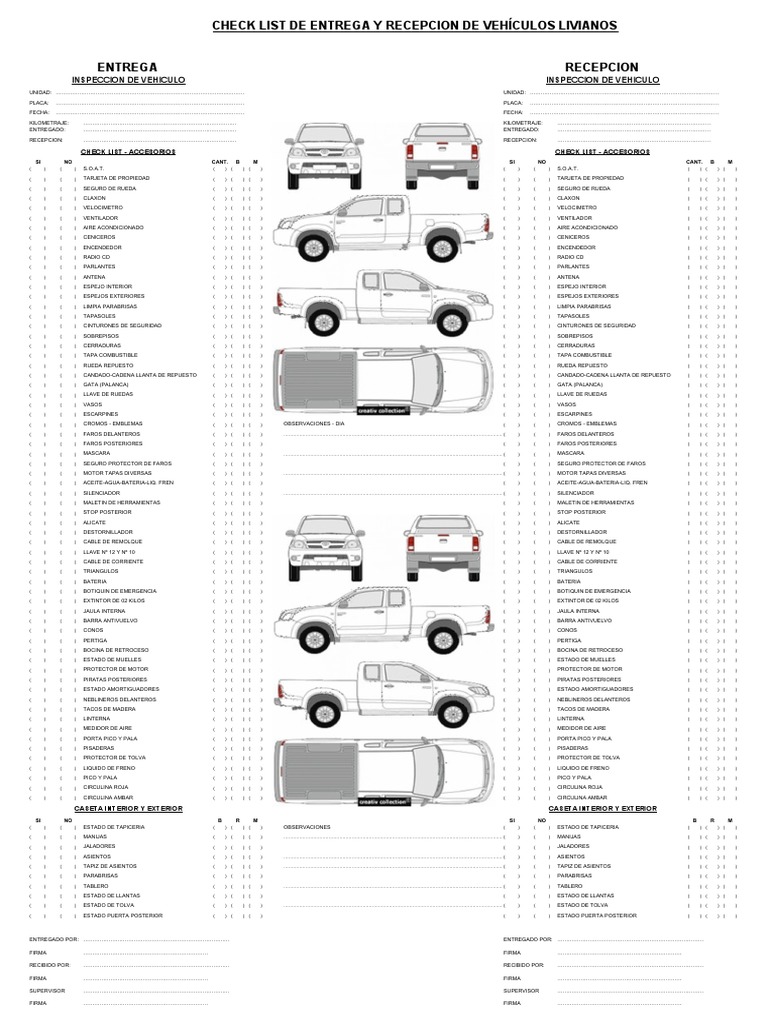 Check List de Entrega y Recepción Vehicular | PDF | Industria ...