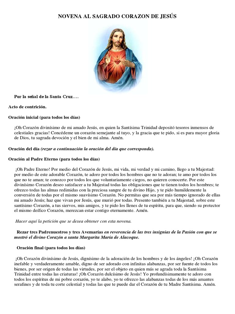 Novena al Sagrado Corazón de Jesús | PDF | Oración | Amor