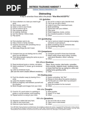 Distress Tolerance DBT Skills (Distractions)